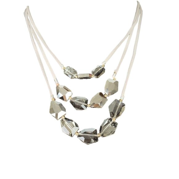 Massini Jewelry - Massini Gray Skies Beaded Layered Necklace Jewelry 16" NEW